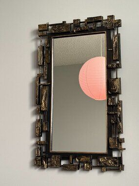 Vintage c1974 Syroco Dart MCM Post Atomic Age Brutalist Mirror 17x29" MCMLXXIV